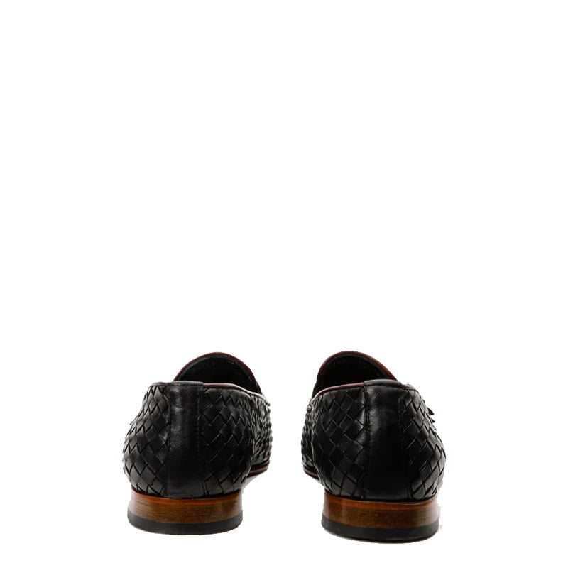 Black Double Monk Strap Woven Men Shoe