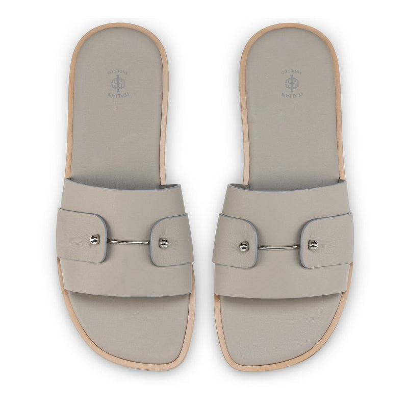Men Slip-On Leather Off White Comfort Sandal