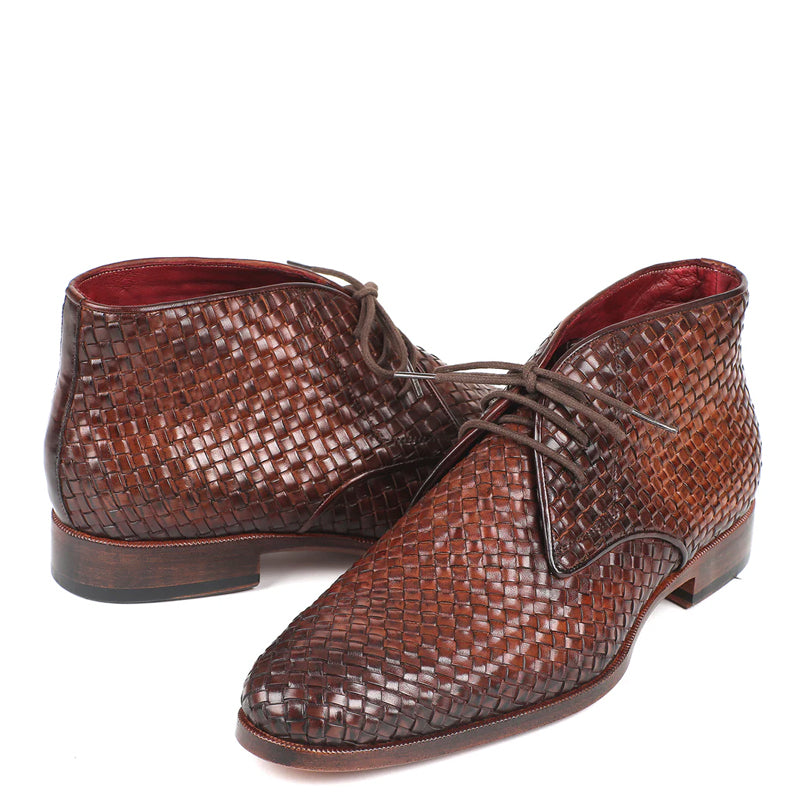 Men Handmade Woven Leather Chukkas Boots