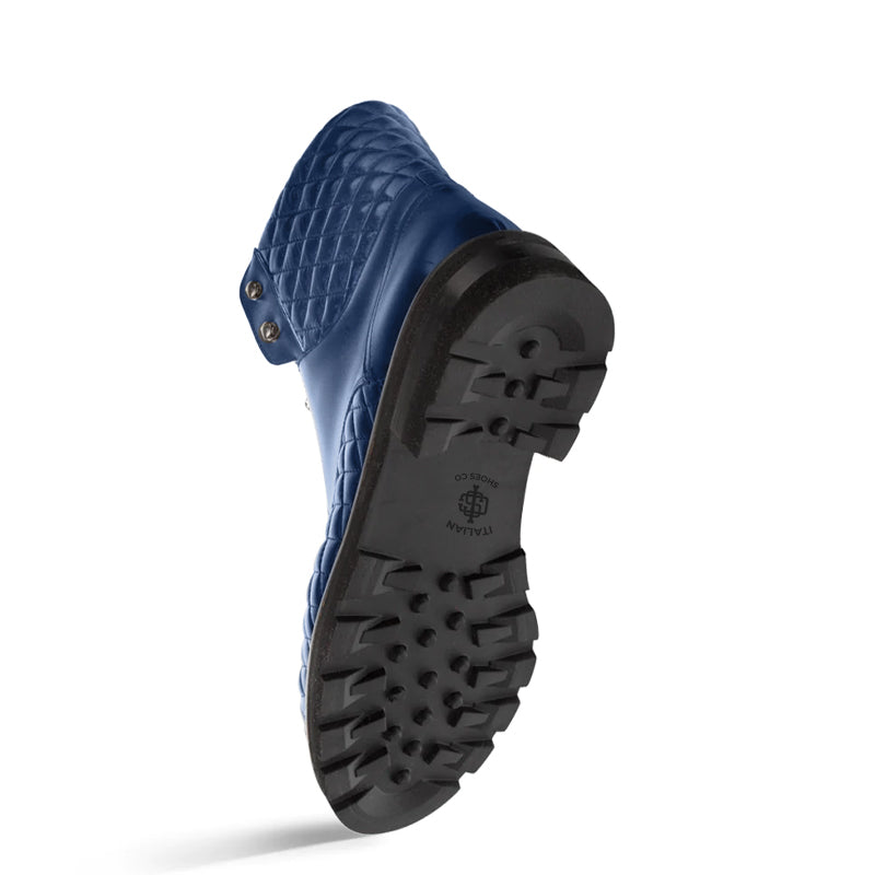 Blue Timeless Lace-Up Leather Boots