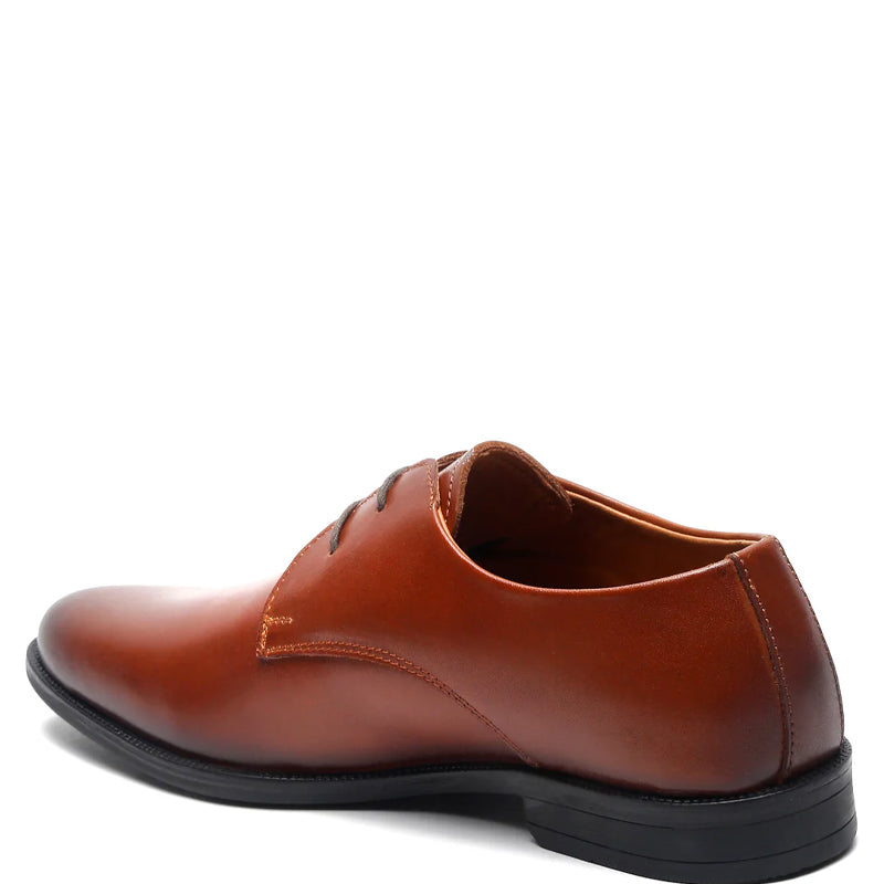 Leather Lace-Up Solid Derby Black Shoe