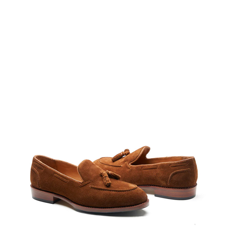 Men Suede Leather Slip-On Tassel Tan Loafer