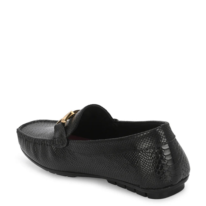 Premium Leather Brown Loafer With Gold Buckled