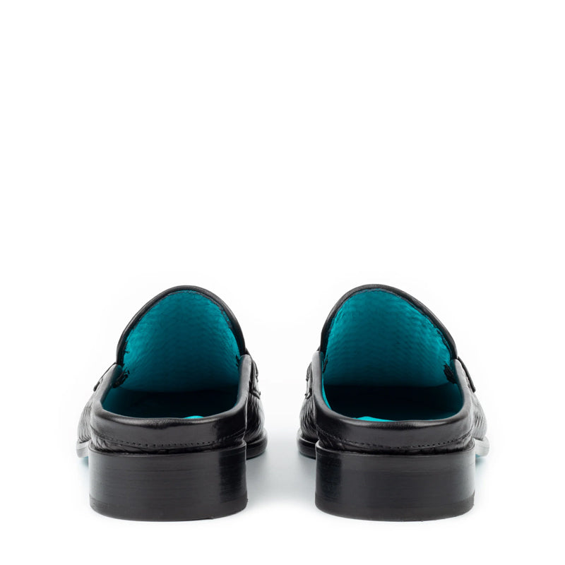 Men Handmade Solid Leather Black Mule