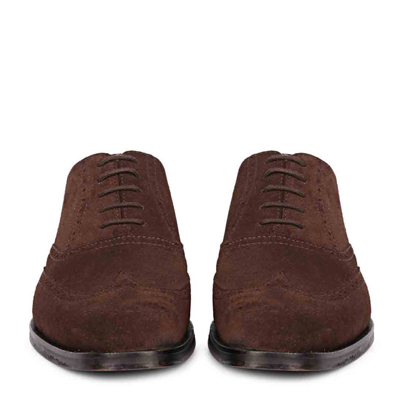 Leather Square Toe Lace Up Green Wingtip Oxford Shoe