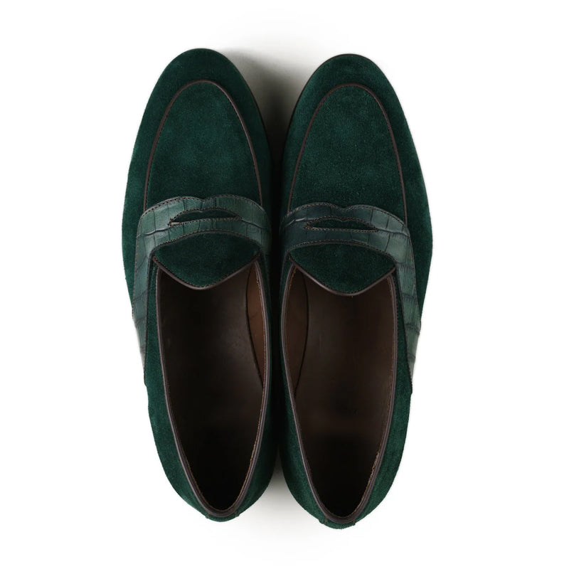 Belgian Penny Loafer Green Shoe For Men