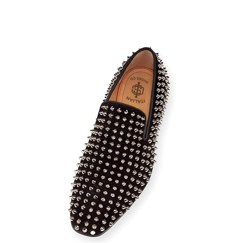 Men Suede Studded Slip On Loafers
