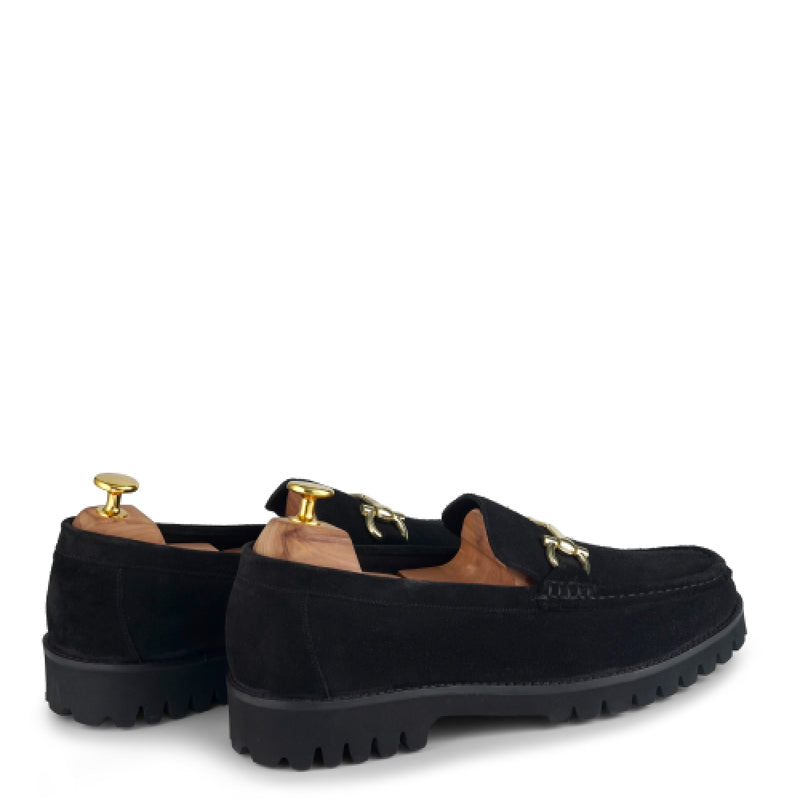 Suede Leather With Horse-bit Buckled Tan Loafer