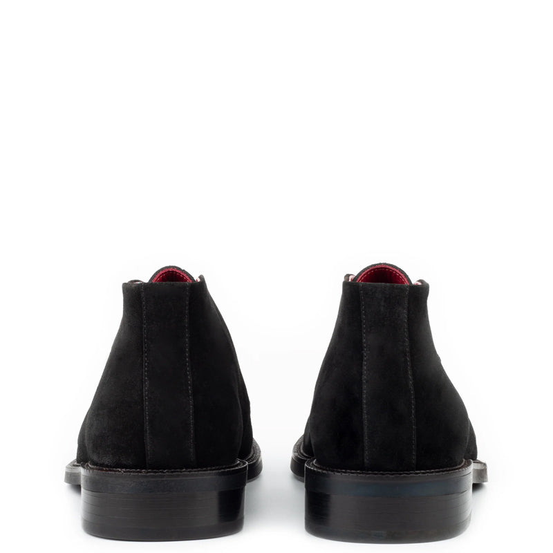 Men Mid-Top Solid Suede Leather Chukkas Boot Black