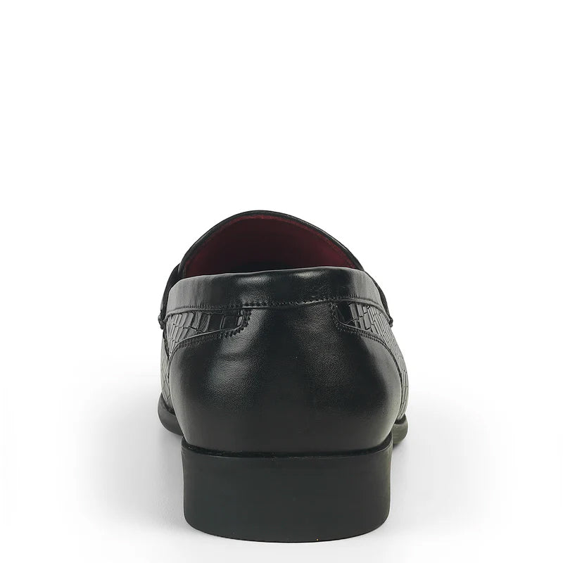 Men Crocodile Pattern Leather Stylish Loafer Black