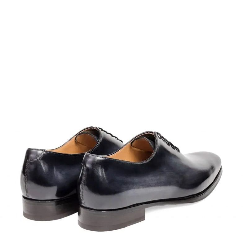 Classic Plain Solid Shiny Leather Oxford Blue Shoe