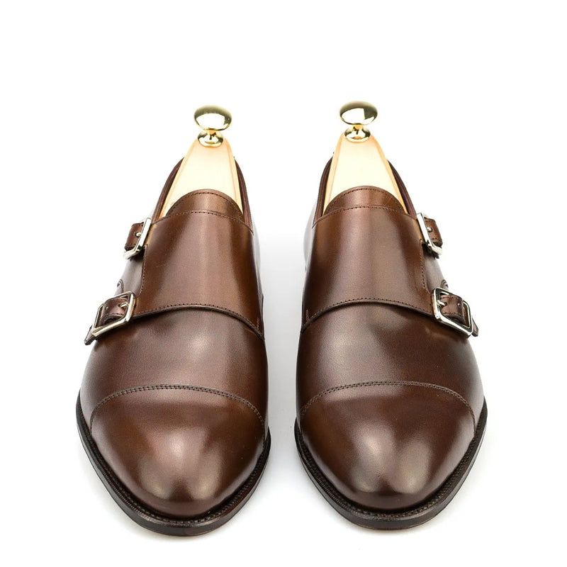 Premium Captoe Leather Double MonkStrap Shoe Tan