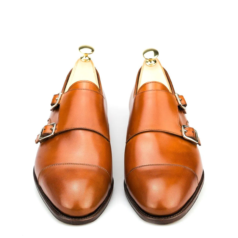 Premium Captoe Leather Double MonkStrap Shoe Brown