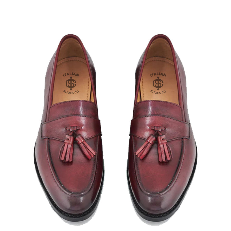 Beatrice Wine Tassel Loafers
