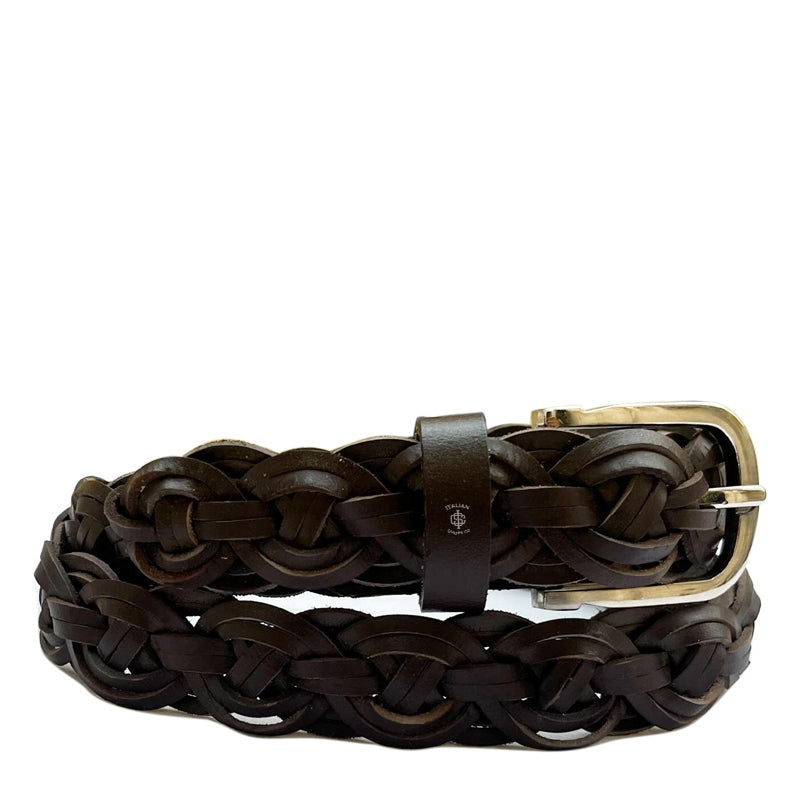 Pelle di Vitello Leather Belt Wide Braided
