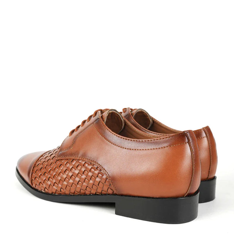 Men Braided Captoe Leather Oxford Shoe Black