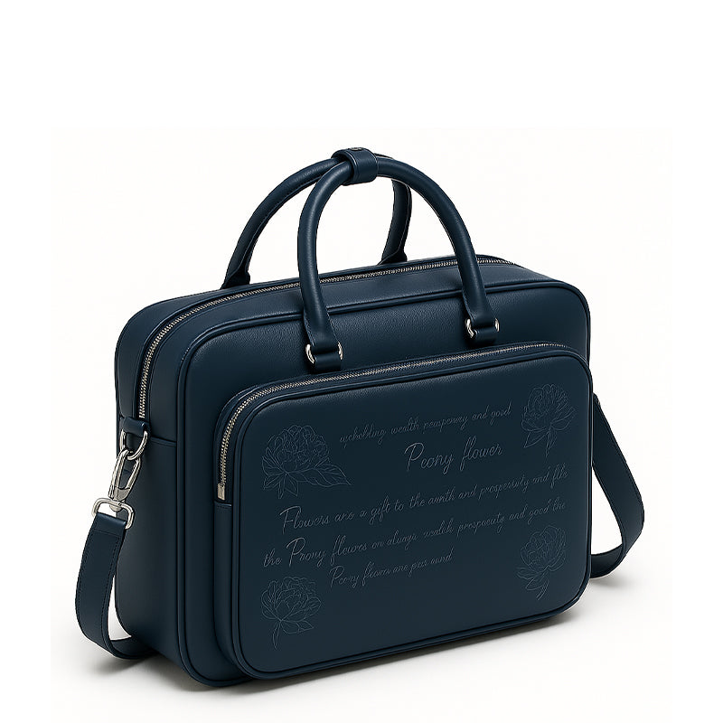 Italian Black Men's Printed Leather Laptop Bag