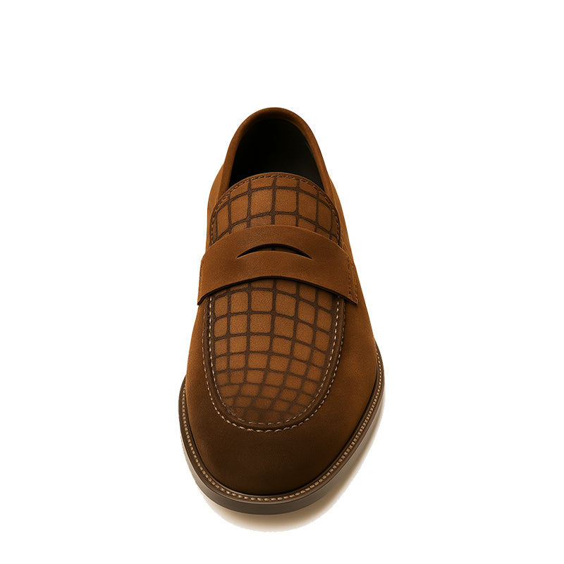 Suede Royale Leather Printed Tan Loafer