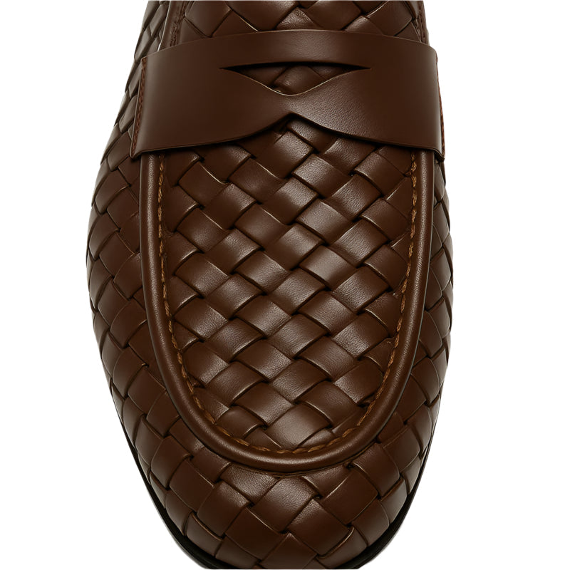 Burgundy Woven Texture Leather Loafer for Men
