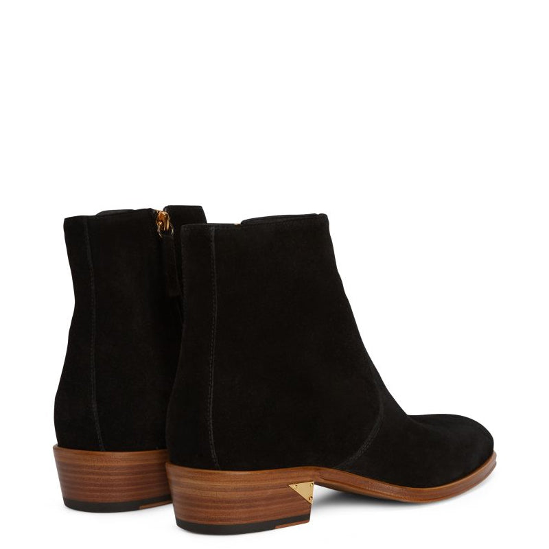 Handmade Suede Leather Side Zipper Ankle Black Boot