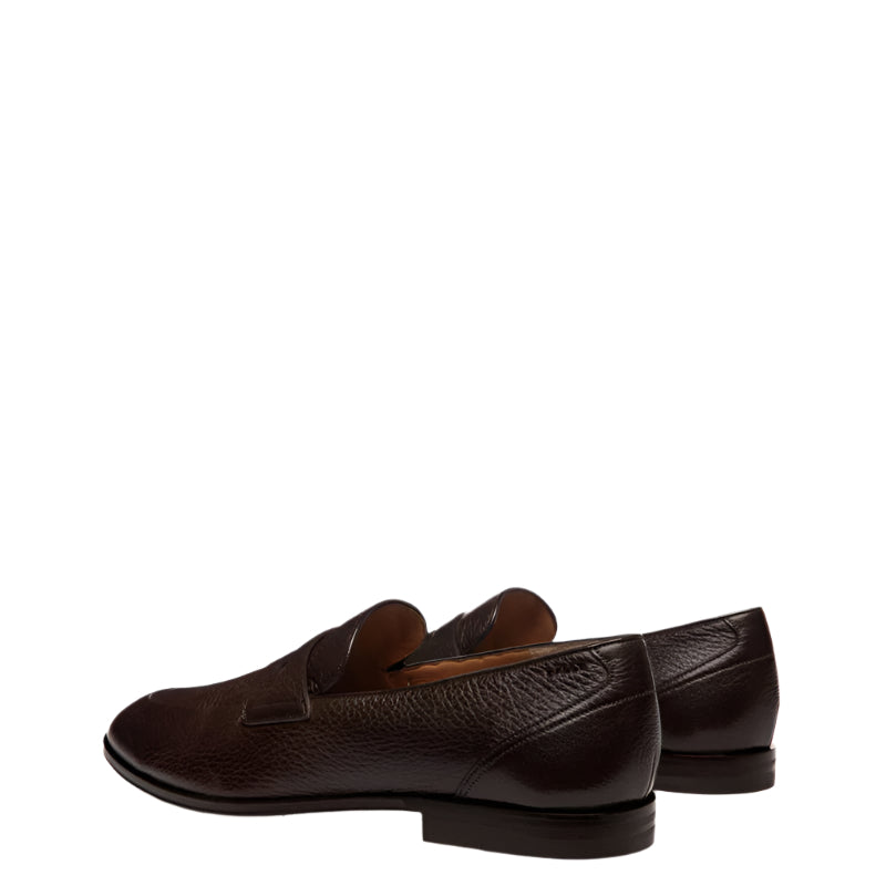 Classic Brown Penny Loafer with Textured Leather