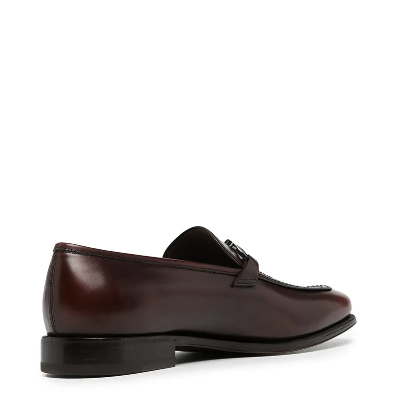 Men's Horse-bit Brown Leather Buckle Loafer