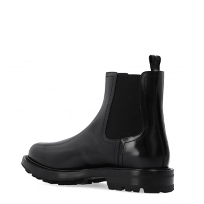 Black Leather Mid-Top Chelsea Boots