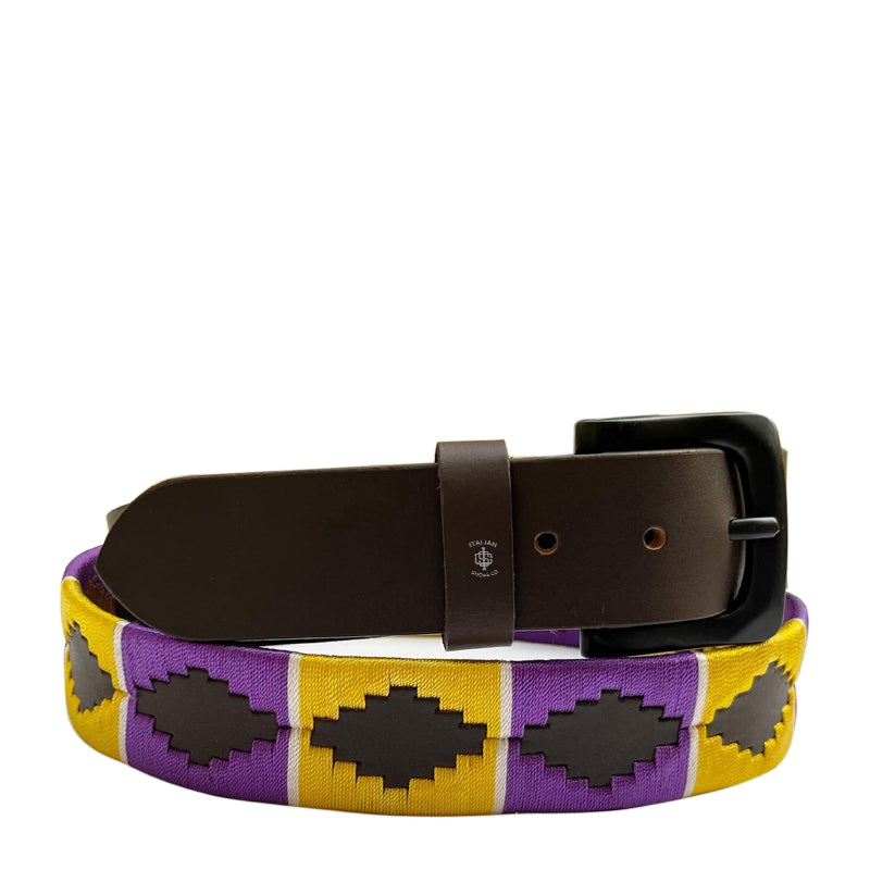 Stile polo Leather Belt Yellow and Pink