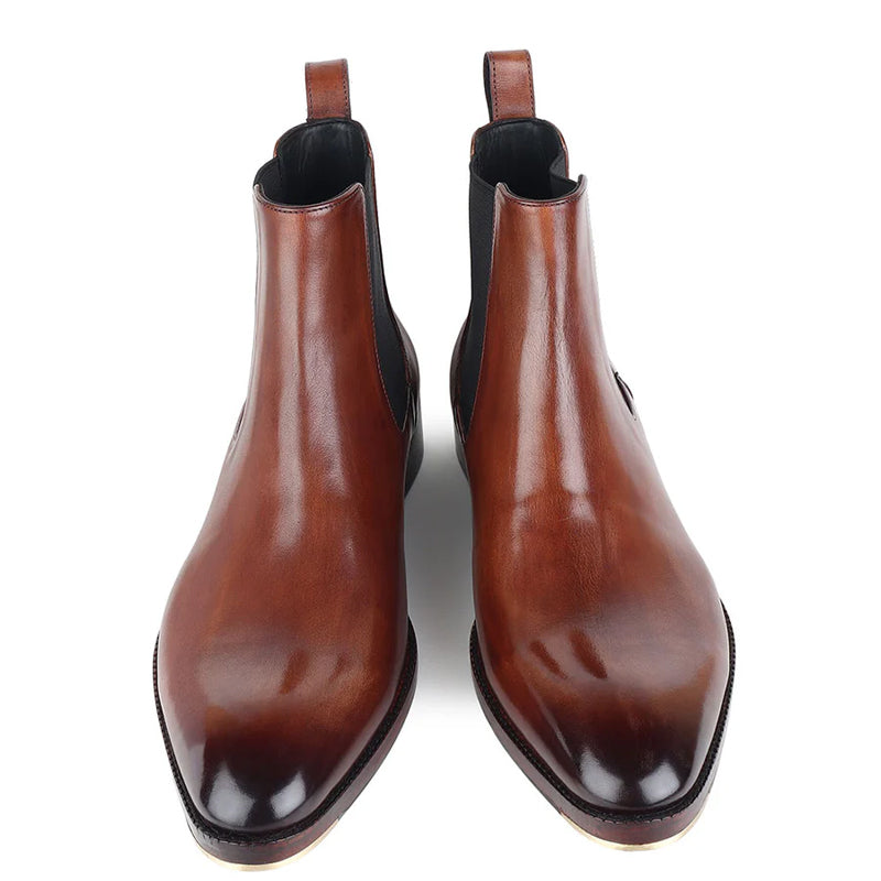 Patina Classic Leather Handmade Chelsea Boot Reddish Brown