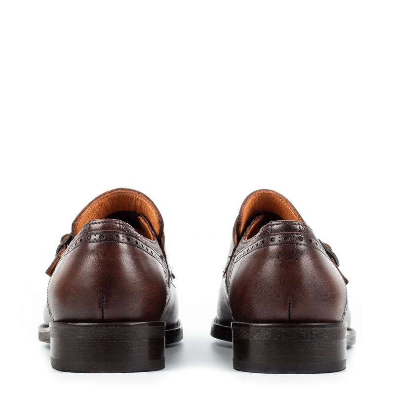 Custom Handmade Leather Double Monk Strap Shoe Tan