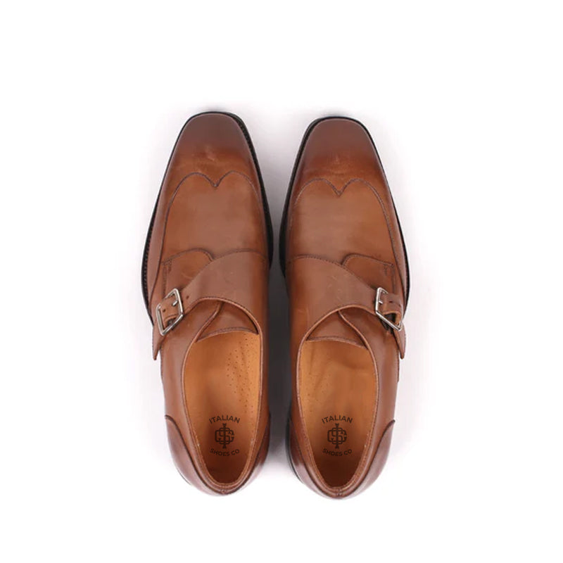 Premium Solid Leather Single Monk Straps Tan/Brown Shoe