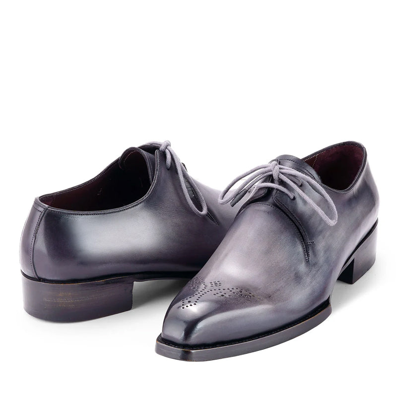 Leather Handmade Wingtip Derby Grey Shoe