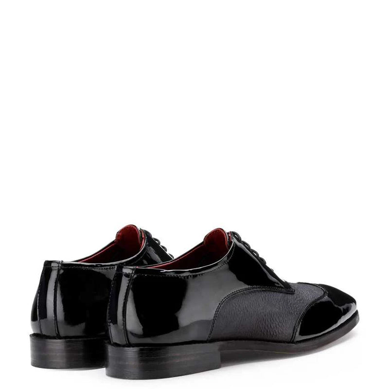 Patent Shiny Leather Dual Textured Oxford Black Shoe