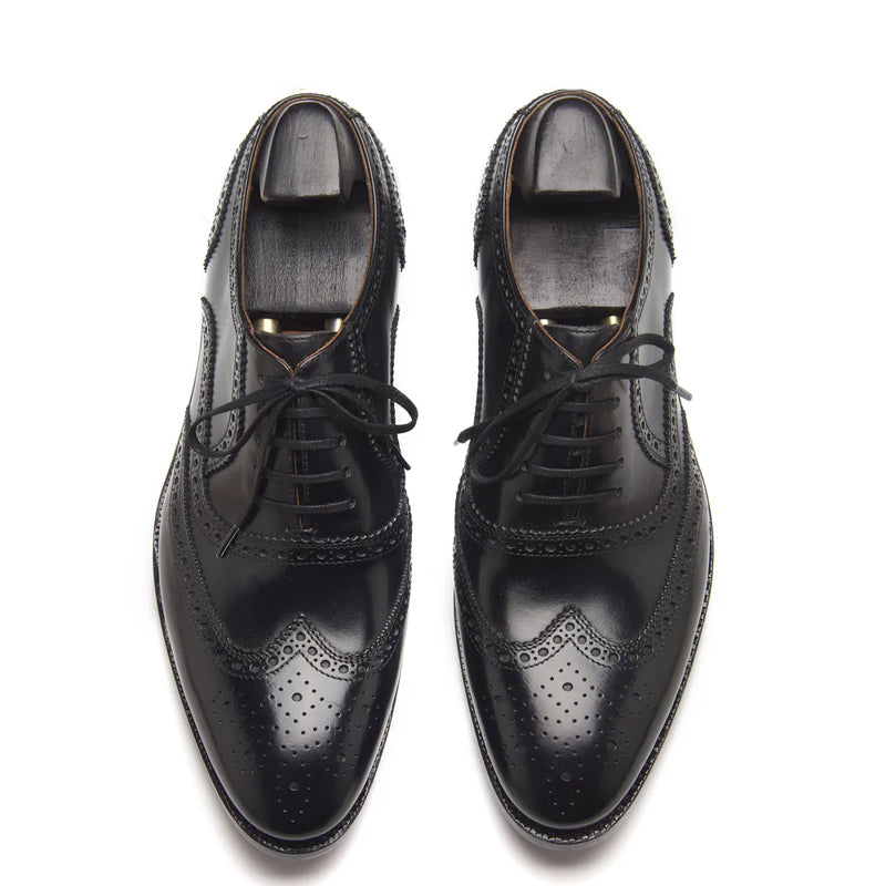 Men Lace-Up Leather Wingtip Oxford Brown Shoe