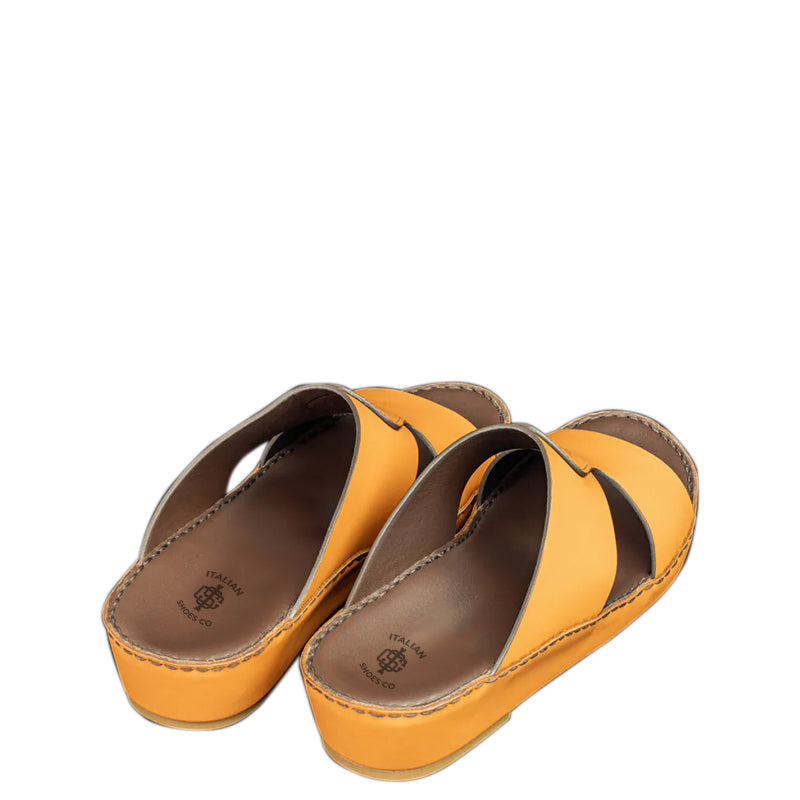 Open Toe Accented Leather Comfort Arabic Yellow Sandal