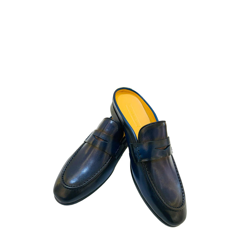 Luxe & Sleek Blue Leather Mule