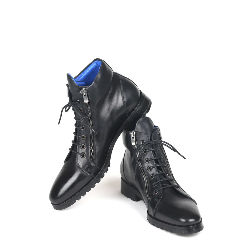 Men Custom Handmade Leather Side Zipper Ankle Boot Black