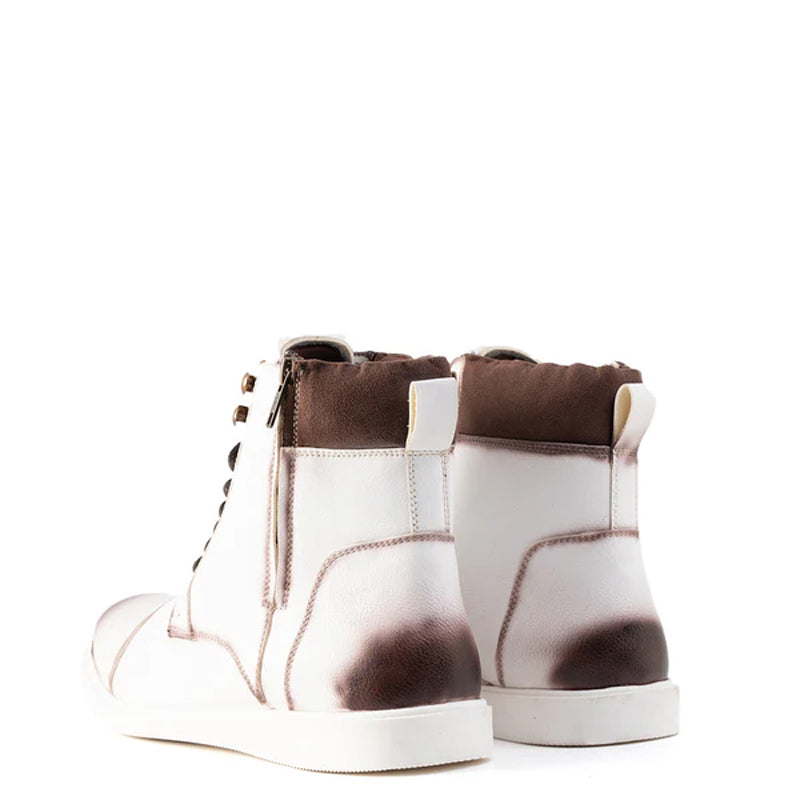 Men Leather High Top Side Zipper Ankle Boots