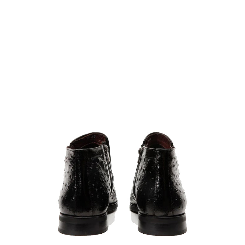 Black Leather Ankle Zip-Up Boot for Men