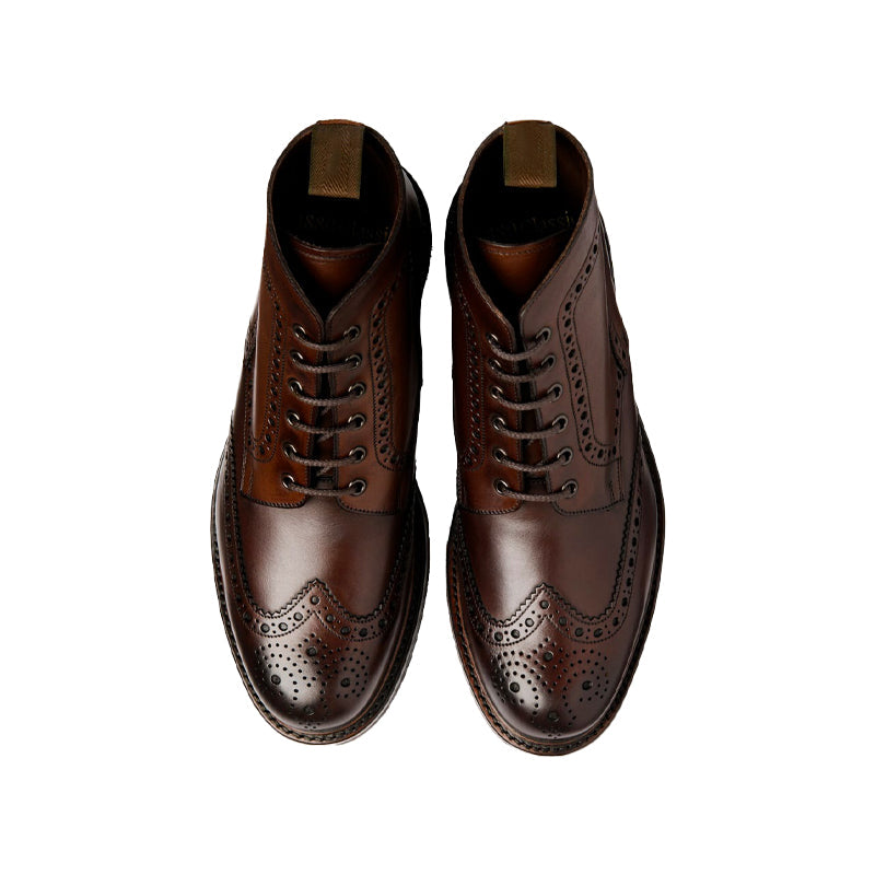 Leather Lace-Up Wingtip High Ankle Burgundy Boot