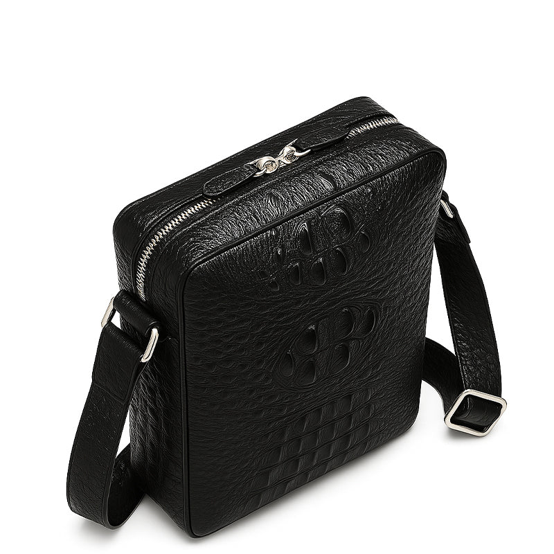 Men's Italian Crocodile Leather Tan Side Bag