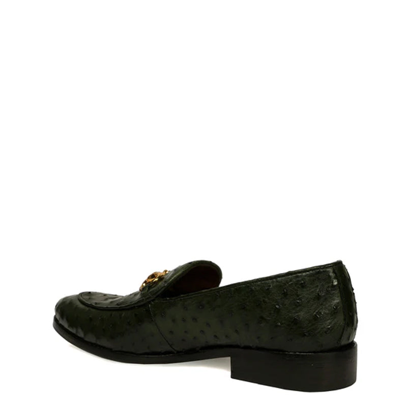 Leather Dot Pattern Horsbit Gold Buckled Loafers