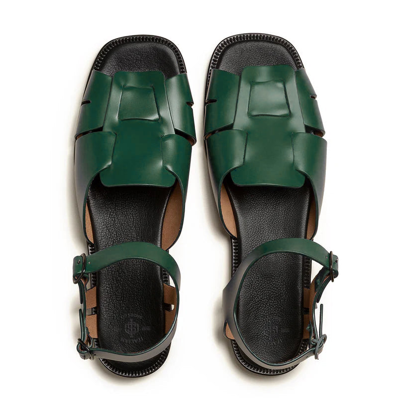 Men's Square-Toe Green Fisherman Sandal