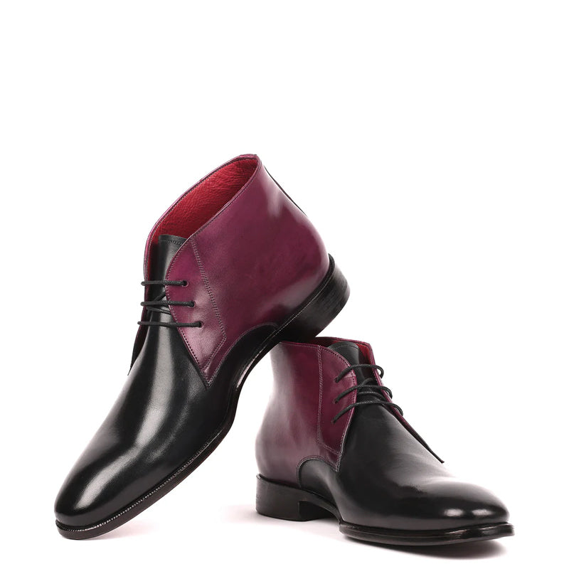 Men Handmade Plain Toe Leather Chukkas Boots