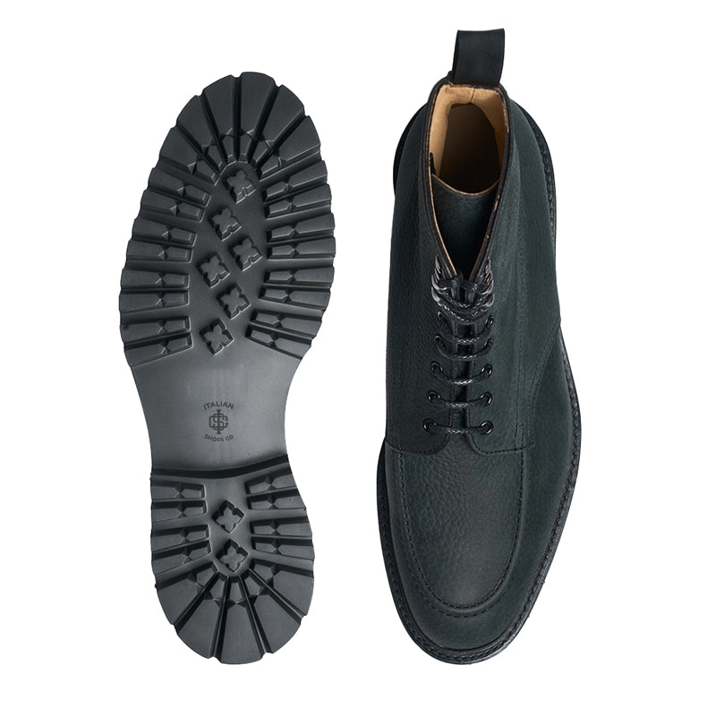 Men Handmade Leather Derby Ankle Dark Green Boot