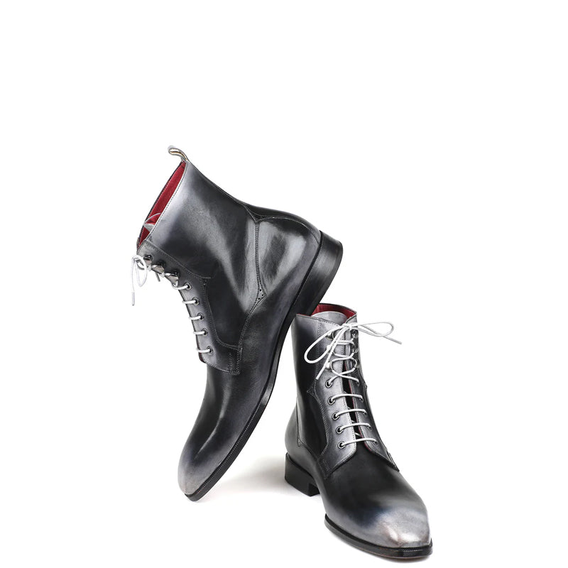 Premium Plain Toe Lace-Up Leather Ankle Boot Brown