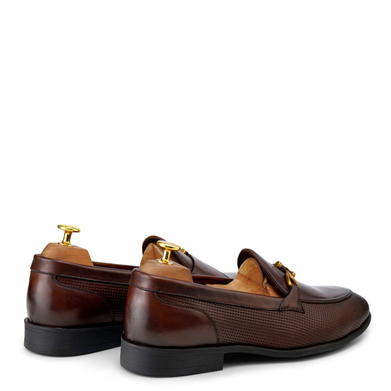 Classic Side Hook Leather Brown Loafer
