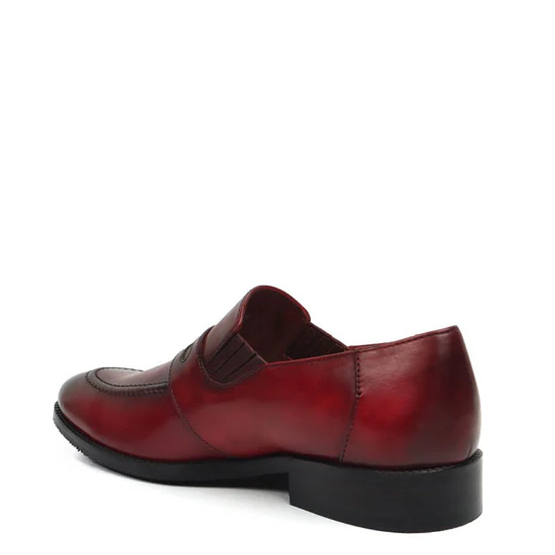 Blue Leather Penny Loafer For Men