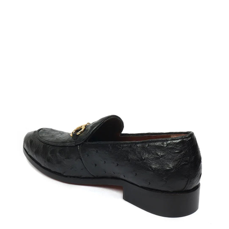 Men Dot Pattern Leather Horsbit Gold Buckled Loafers