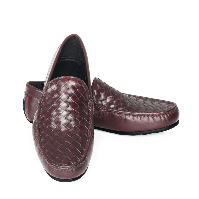 Men Solid Casual Leather Burgundy Loafer